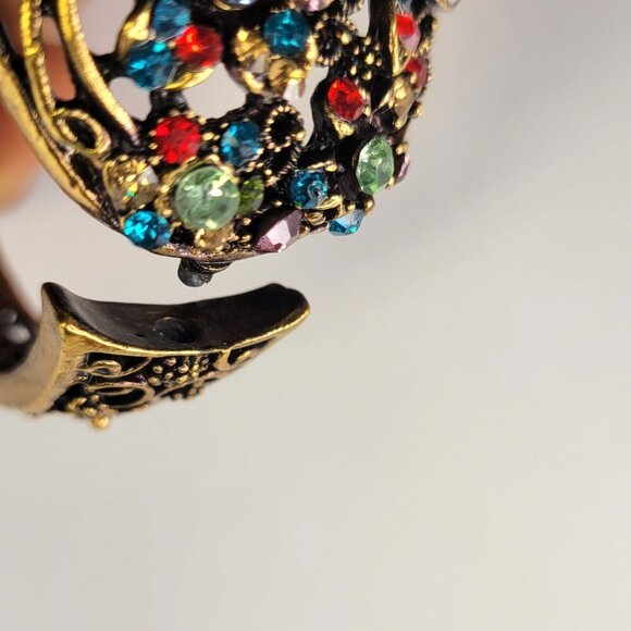 Floral Cuff Bracelet Gold Tone Multicolored Stone Cuff Bracelet- NEW - Picture 16 of 16
